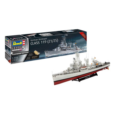 KIT PARA MONTAR REVELL GERMAN DESTROYER CLASS 119 (Z1/Z5) PLATINUM EDITION 1/144 1784 PEÇAS REV 05179